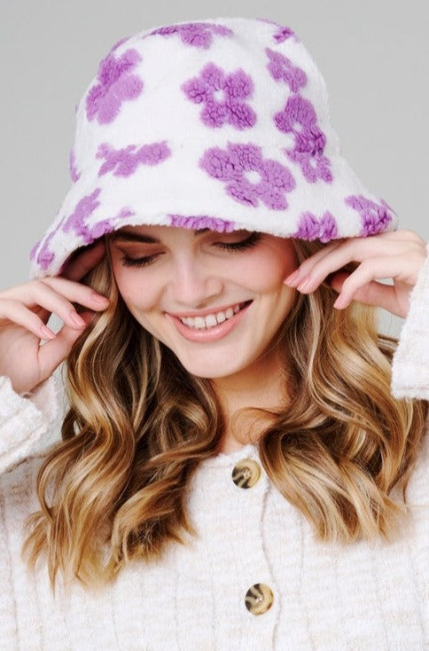 Teddy Fur Bucket Hat - Purple