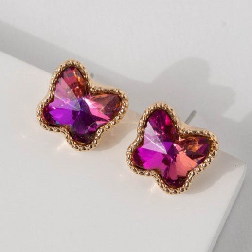 Butterfly Stud Earrings - Purple