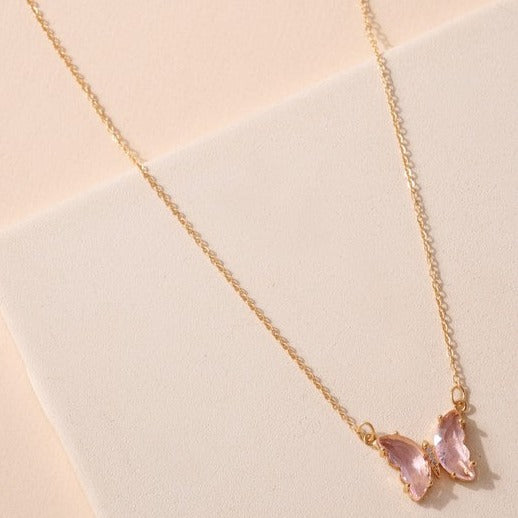 Butterfly Pendant Necklace - Blush