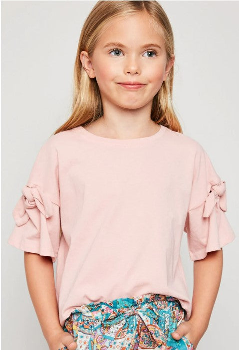 Blush Bow Sleeve Tee