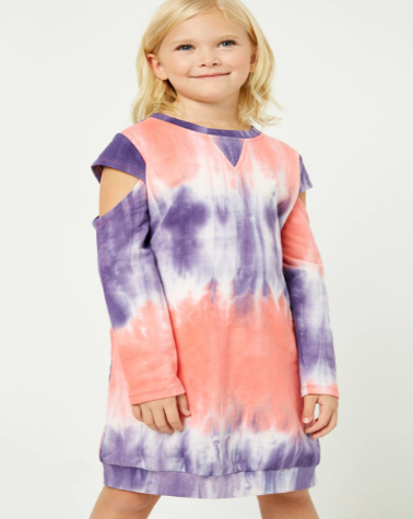 Eva Tie Dye Cold Shoulder Dress