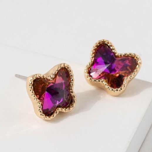 Butterfly Stud Earrings - Purple